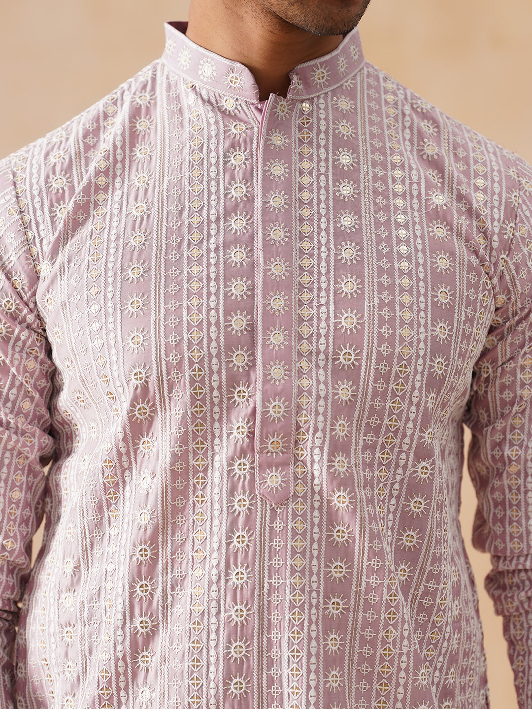 Pink Kurta Set with White Thread Embroidery ( JOKP PJ11-W 5280 PJ11-W 5280Magenta )
