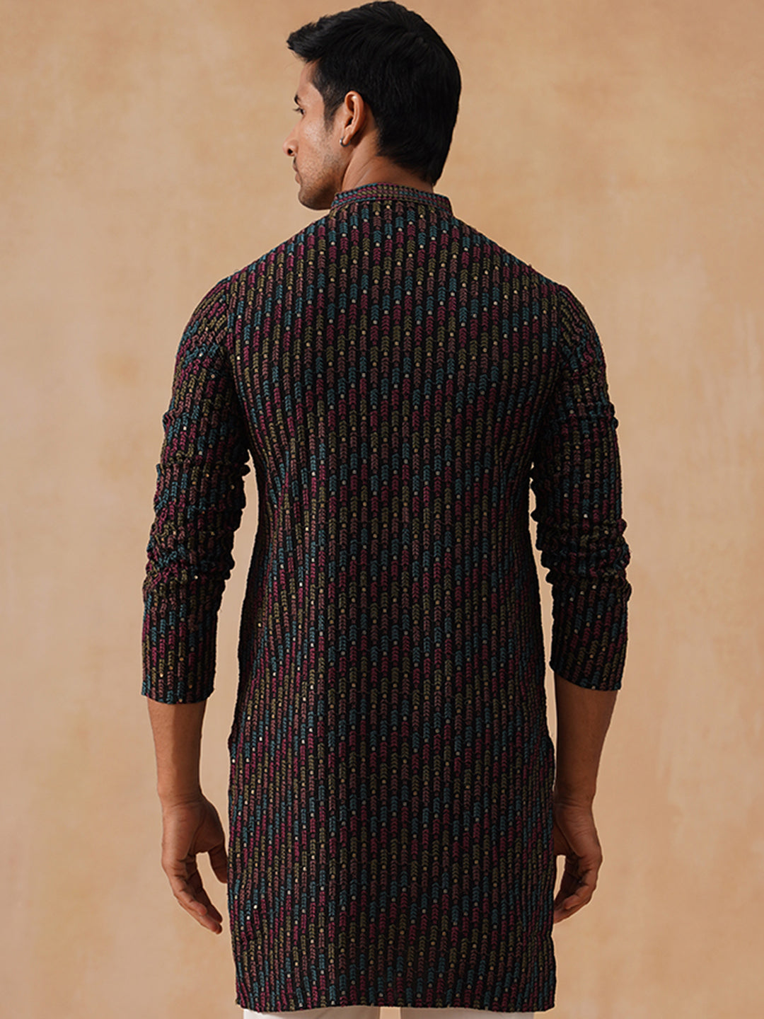 Multicolor Embroidered Viscose Rayon Kurta ( KO 5282 Black ) [FF] [P-19]