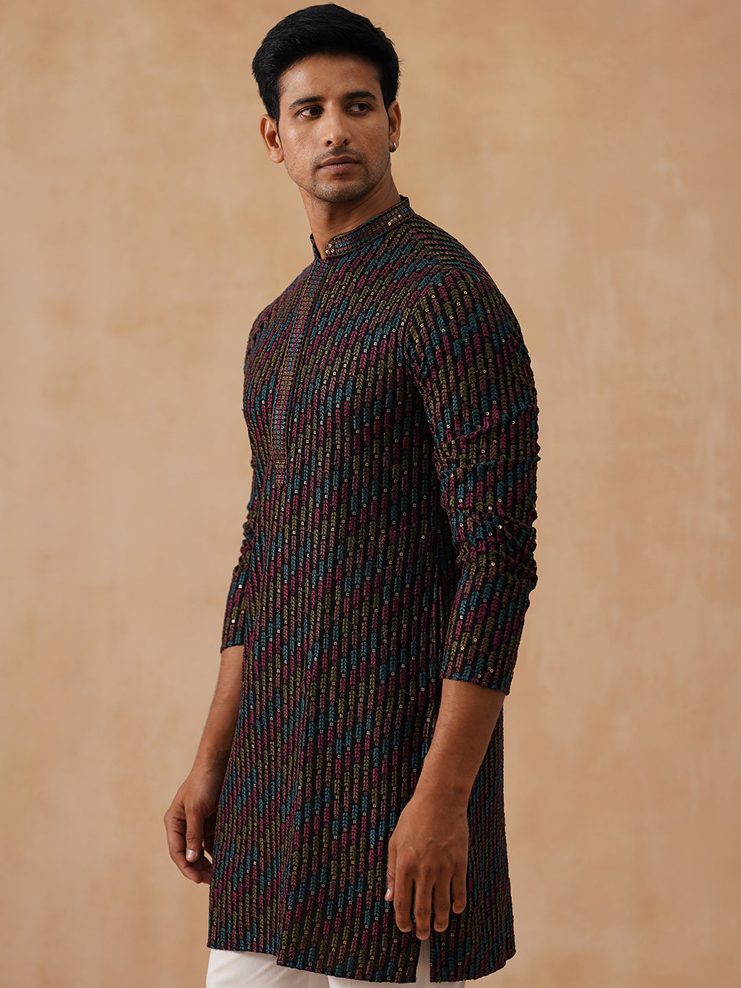 Multicolor Embroidered Viscose Rayon Kurta ( KO 5282 Black ) [FF] [P-19]