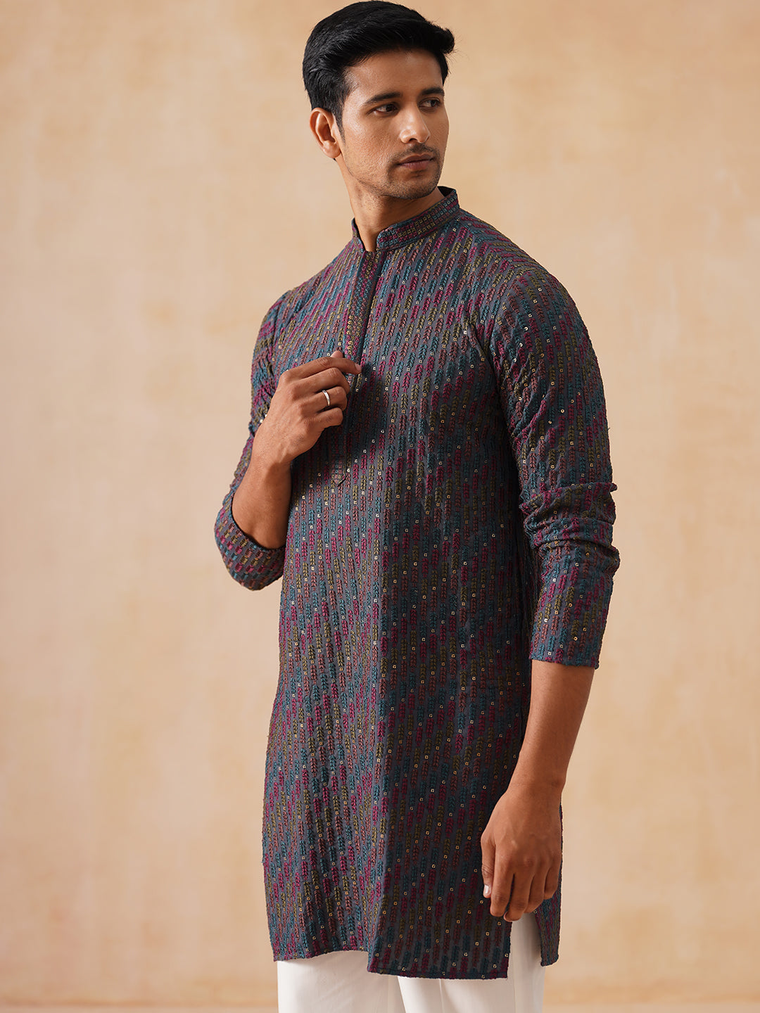 Multicolor Embroidered Viscose Rayon Kurta Set ( JOKP PJ11-W 5282 PJ11-W 5282Charcoal )