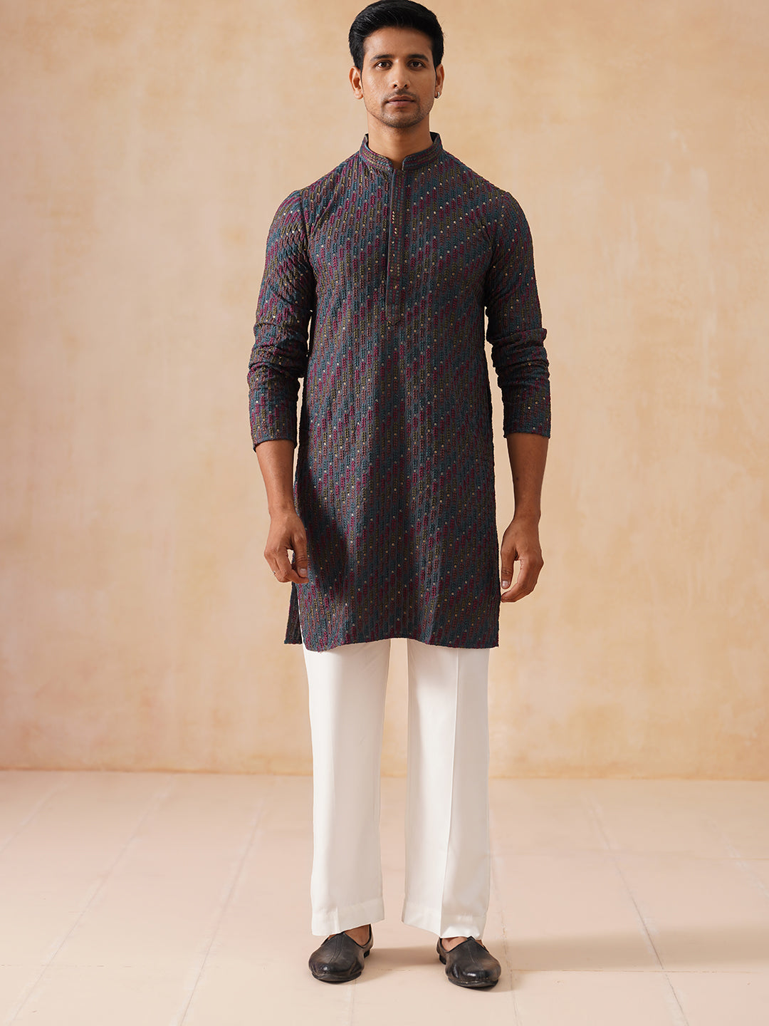 Multicolor Embroidered Viscose Rayon Kurta Set ( JOKP PJ11-W 5282 PJ11-W 5282Charcoal )