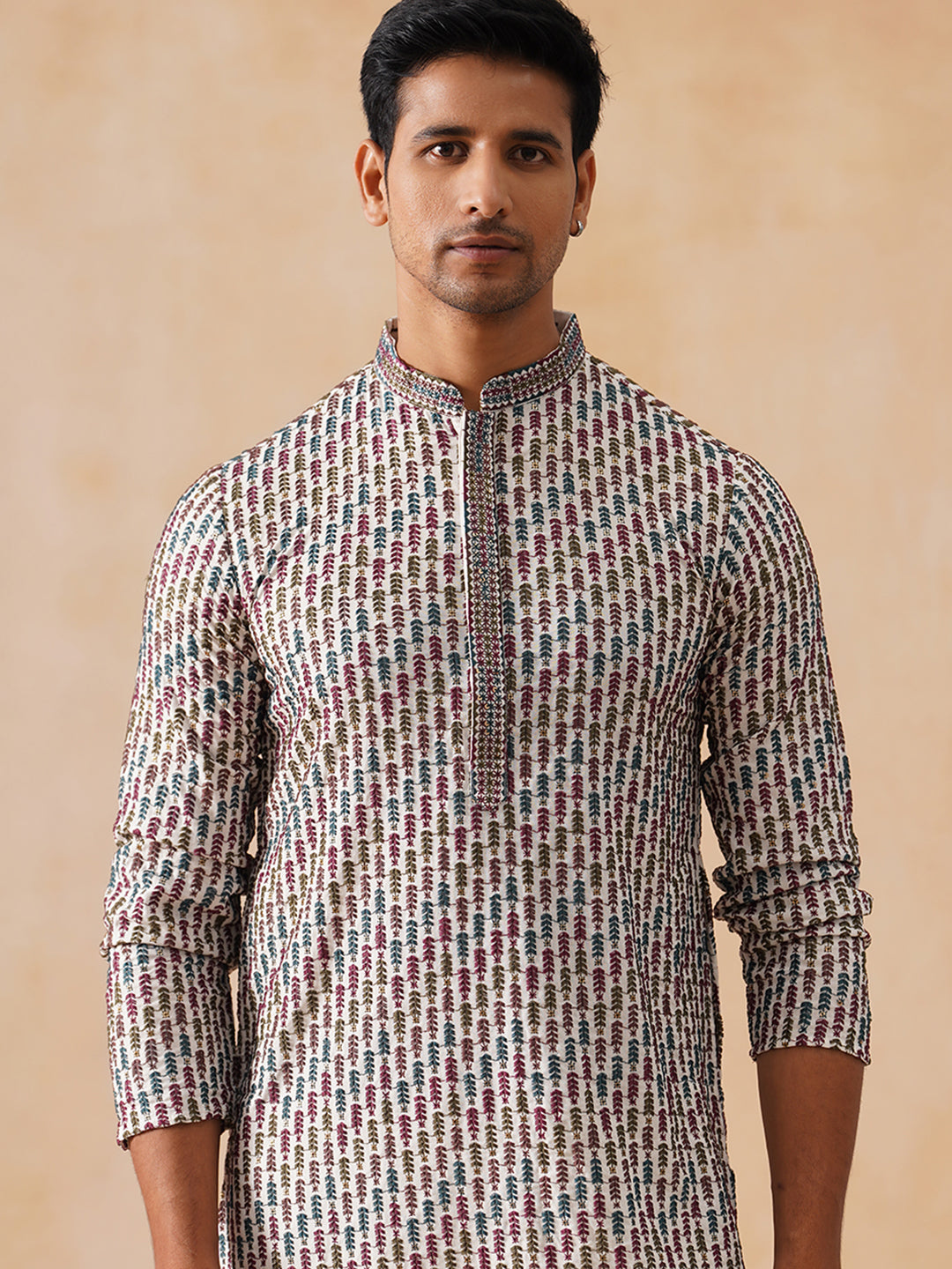 Multicolor Embroidered Viscose Rayon Kurta ( KO 5282 White )