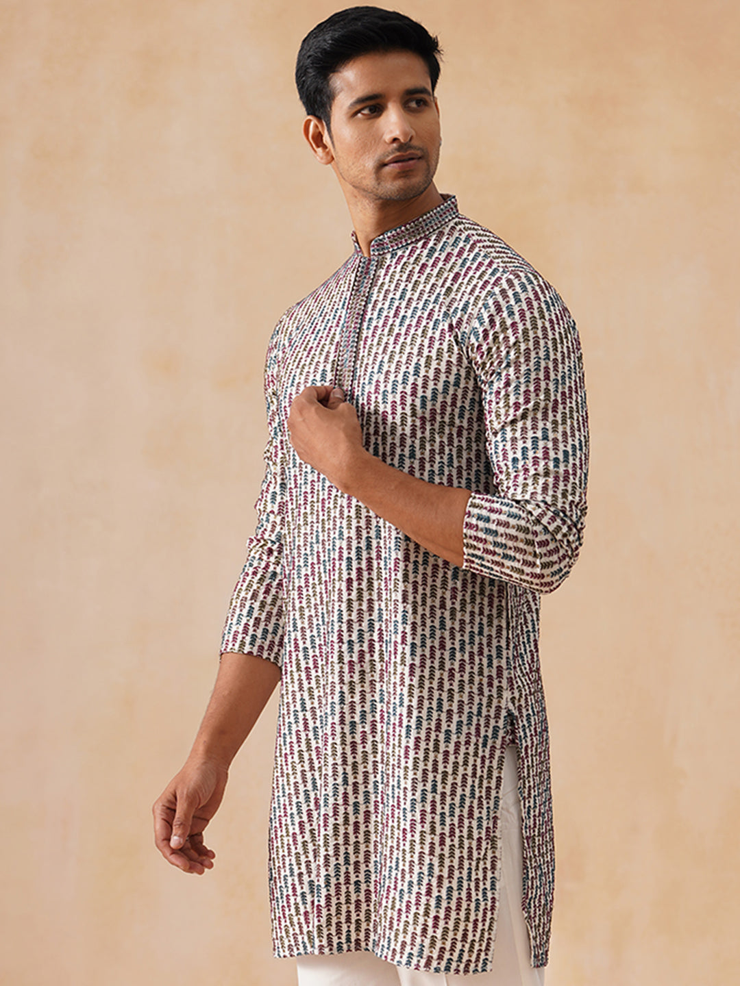 Multicolor Embroidered Viscose Rayon Kurta ( KO 5282 White )