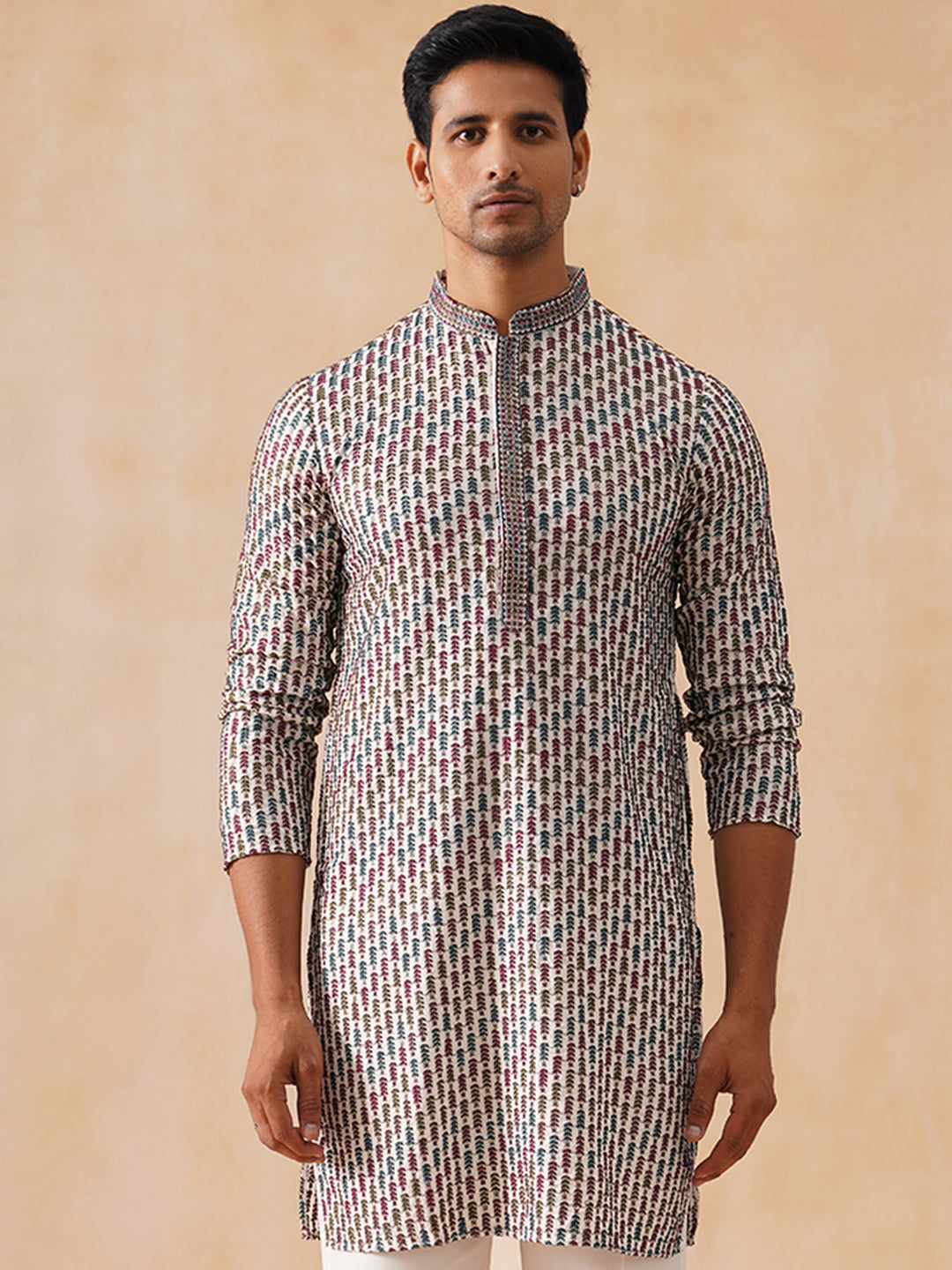 Multicolor Embroidered Viscose Rayon Kurta ( KO 5282 White )