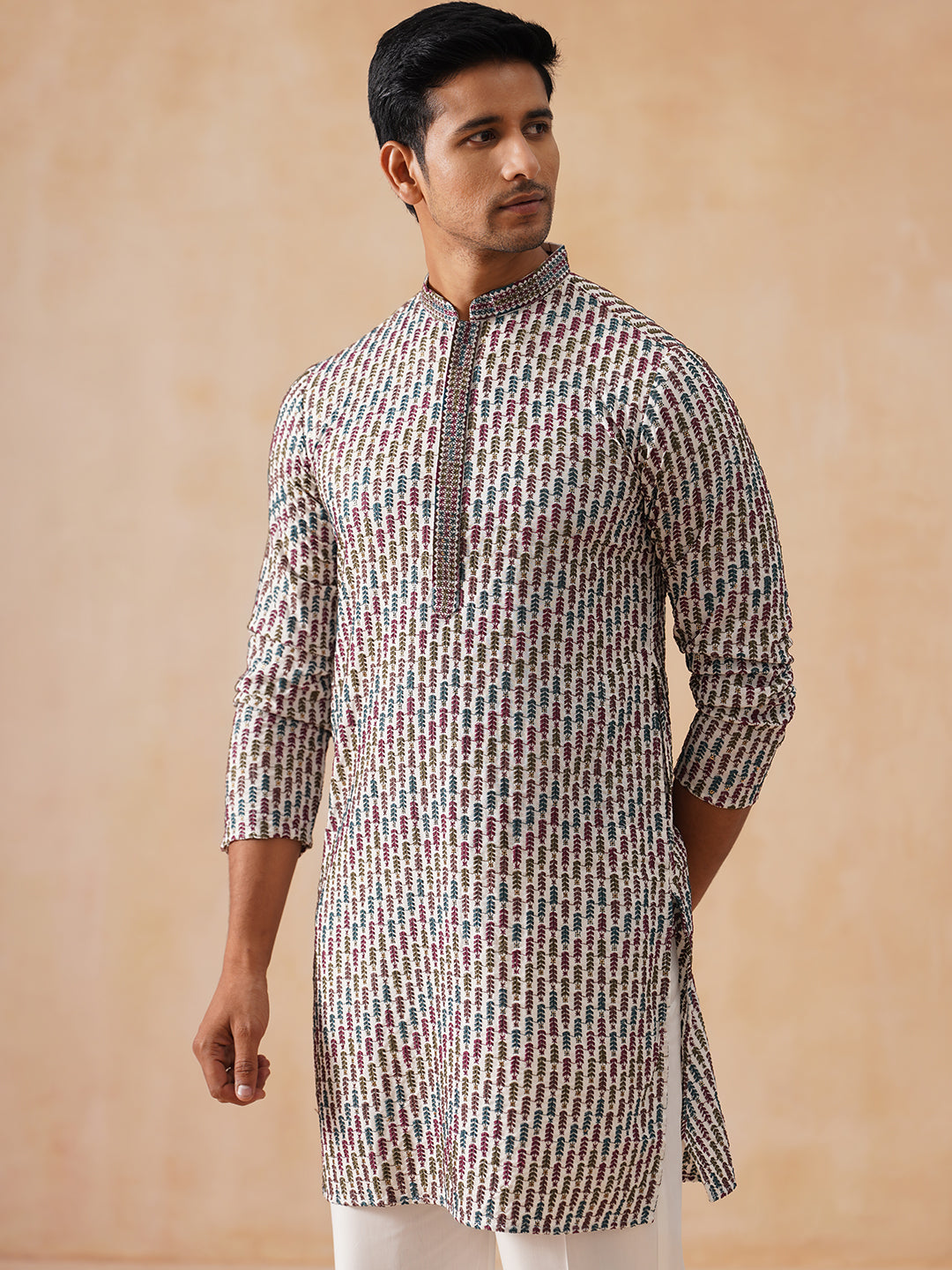 Multicolor Embroidered Viscose Rayon Kurta ( KO 5282 White )
