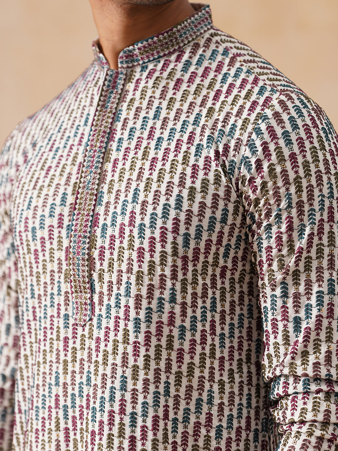 Multicolor Embroidered Viscose Rayon Kurta ( KO 5282 White )