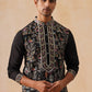 Silk Blend Kurta with Multicolor Embroidery ( KO 5283 Black )