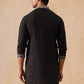 Silk Blend Kurta with Multicolor Embroidery ( KO 5283 Black )