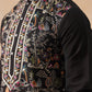 Silk Blend Kurta with Multicolor Embroidery ( KO 5283 Black )