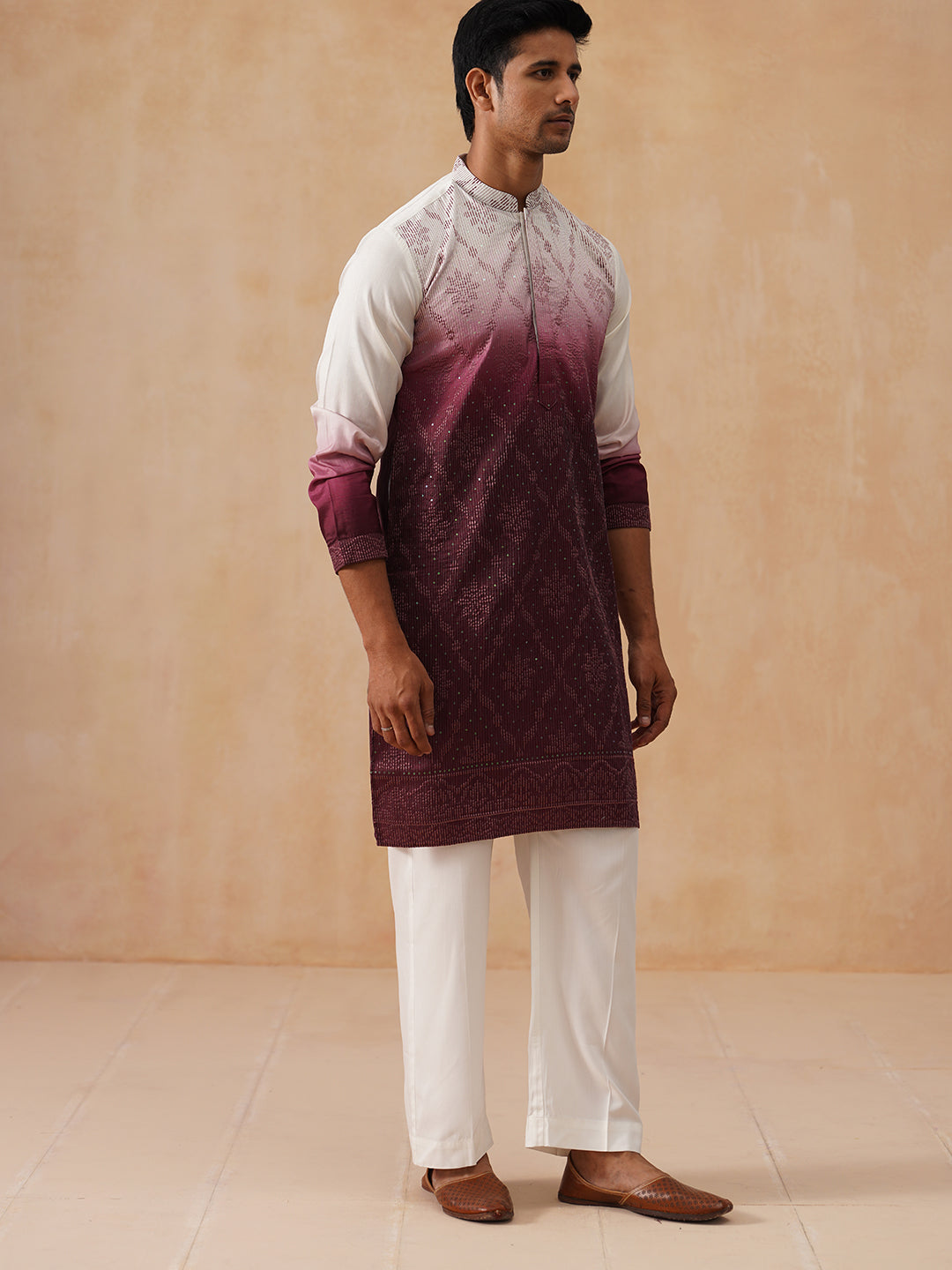 Men’s Ombre Kurta with Pyjama ( JOKP PJ11-W 5284 PJ11-W 5284Maroon )