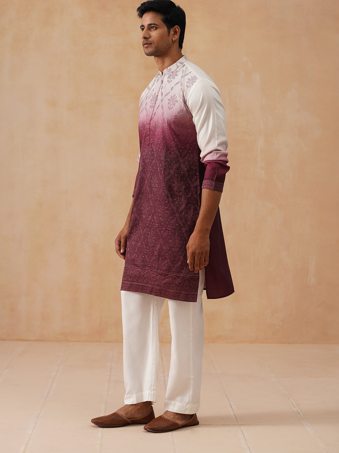 Men’s Ombre Kurta with Pyjama ( JOKP PJ11-W 5284 PJ11-W 5284Maroon )