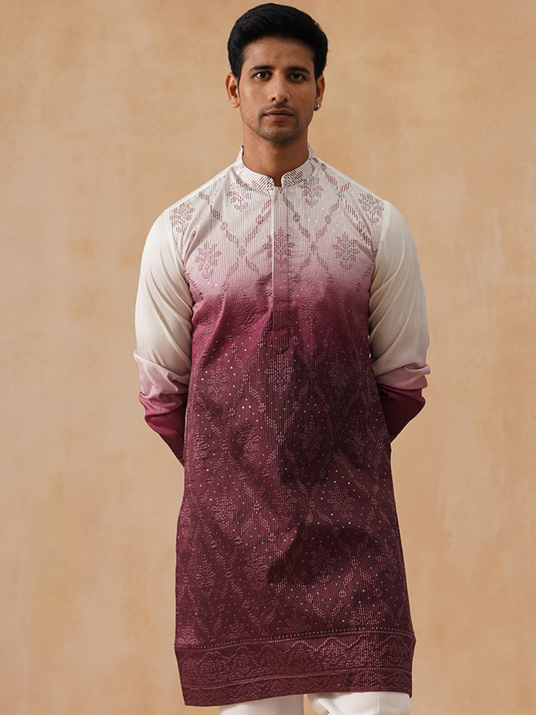 Men’s Ombre Kurtas ( KO 5284 Maroon )