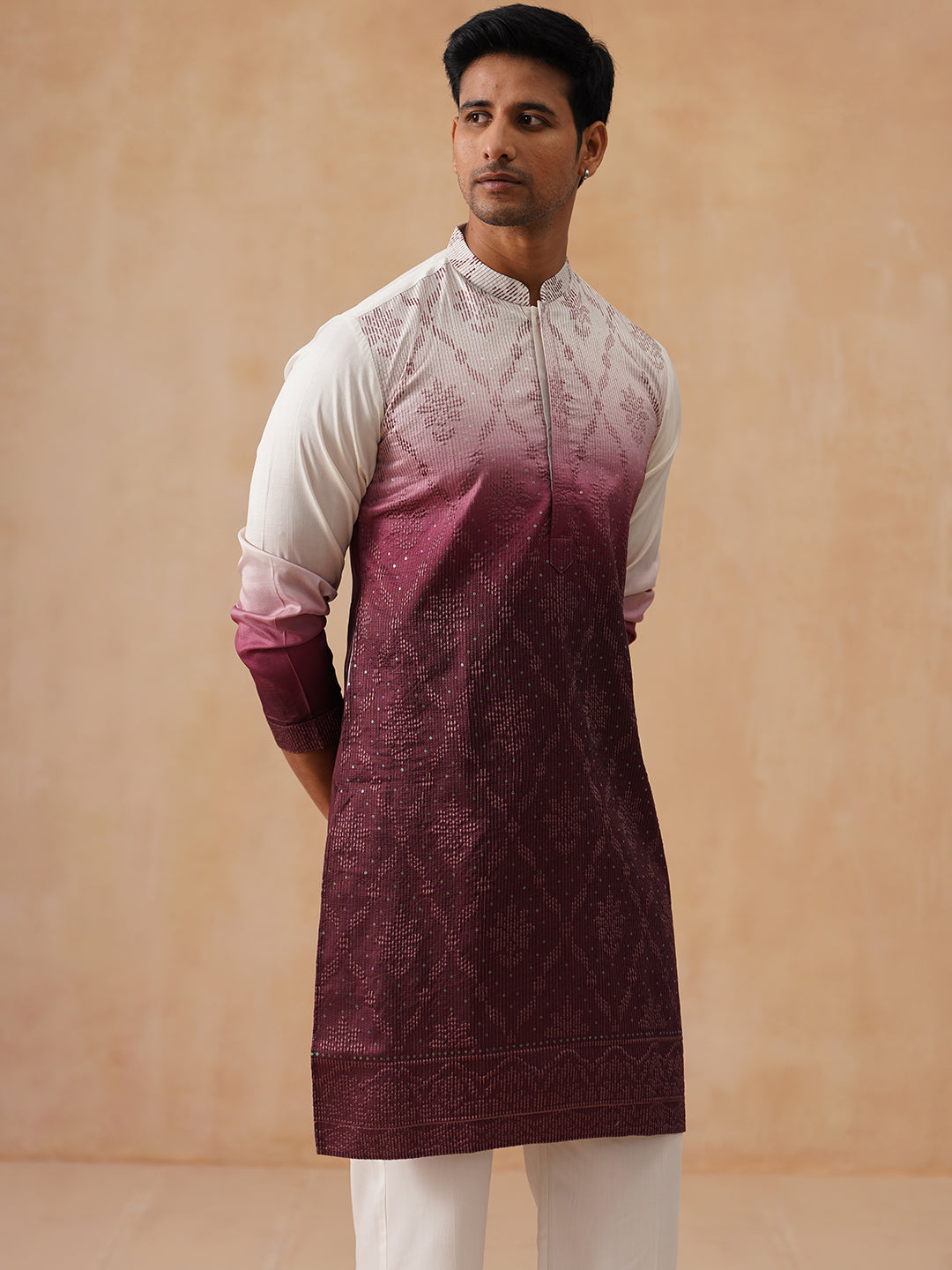 Men’s Ombre Kurta with Pyjama ( JOKP PJ11-W 5284 PJ11-W 5284Maroon )