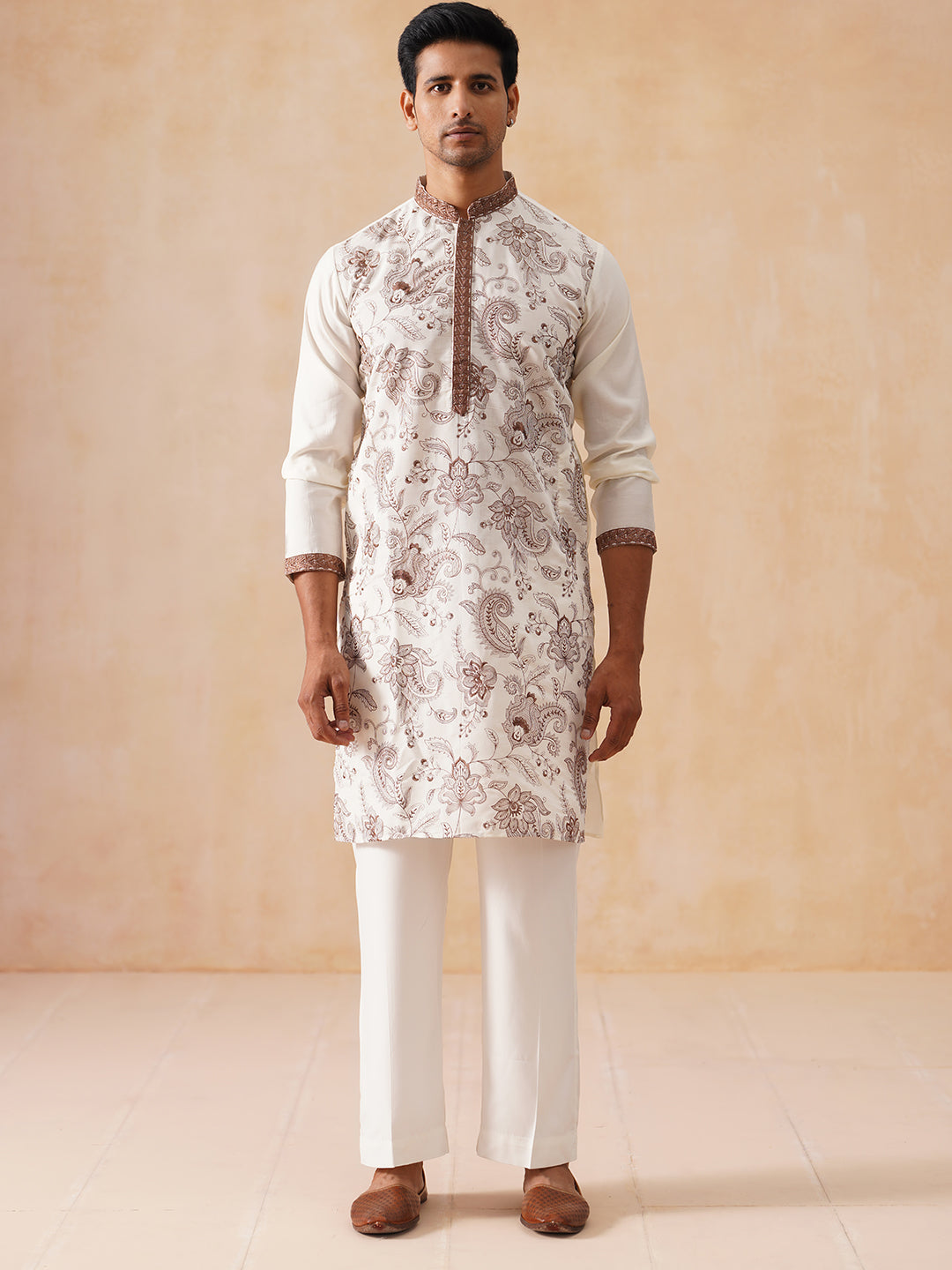 Traditional Embroidered Kurta for Men (JOKP PJ11-W 5285 White )