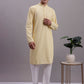 Men's Yellow Chikankari Embroidered and Sequence Kurta with Pyjama.