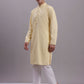 Men's Yellow Chikankari Embroidered and Sequence Kurta with Pyjama.