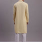Men's Yellow Chikankari Embroidered and Sequence Kurta with Pyjama.