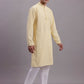 Men's Yellow Chikankari Embroidered and Sequence Kurta with Pyjama.