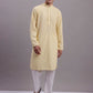 Men's Yellow Chikankari Embroidered and Sequence Kurta with Pyjama.