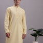 Men's Yellow Chikankari Embroidered and Sequence Kurta with Pyjama.