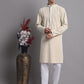 Men's Peach Chikankari Embroidered and Sequence Kurta with Pyjama.
