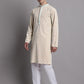 Men's Peach Chikankari Embroidered and Sequence Kurta with Pyjama.
