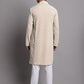 Men's Peach Chikankari Embroidered and Sequence Kurta with Pyjama.