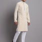 Men's Peach Chikankari Embroidered and Sequence Kurta with Pyjama.