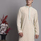 Men's Peach Chikankari Embroidered and Sequence Kurta with Pyjama.