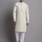 Men's Yellow Chikankari Embroidered and Sequence Kurta with Pyjama. [FF] [C-7-6]