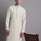 Men's Yellow Chikankari Embroidered and Sequence Kurta with Pyjama. [FF] [C-7-6]