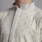 Men's Yellow Chikankari Embroidered and Sequence Kurta with Pyjama. [FF] [C-7-6]
