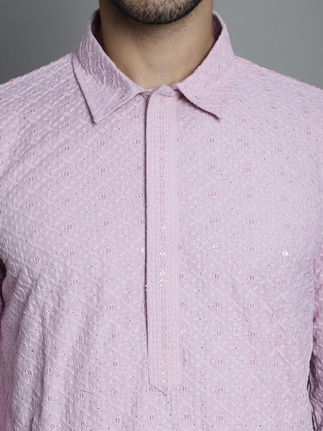 Men's Chikankari Embroidered and Sequence Kurta with Pyjama