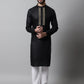 Men Black Embroidered Kurta with Churidar