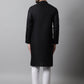 Men Black Embroidered Kurta with Churidar
