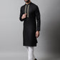 Men Black Embroidered Kurta with Churidar