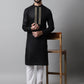 Men Black Embroidered Kurta with Churidar