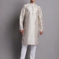 Men's Grey Printed Silk Blend Kurta Payjama