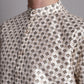 Men's Grey Printed Silk Blend Kurta Payjama