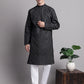 Men's Black Printed Pure Cotton Kurta Payjama Set