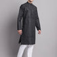 Men's Black Printed Pure Cotton Kurta Payjama Set