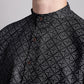 Men's Black Printed Pure Cotton Kurta Payjama Set
