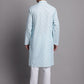 Men's Sky Blue Printed Pure Cotton Kurta Payjama Set