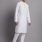 Men's White Printed Pure Cotton Kurta Payjama Set