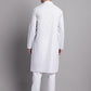 Men's White Printed Pure Cotton Kurta Payjama Set