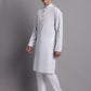 Men's White Printed Pure Cotton Kurta Payjama Set