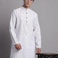 Men's White Printed Pure Cotton Kurta Payjama Set