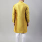 Men's Mustard Collar Embroidered Silk Jacquard  Kurta Pyjama