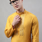 Men's Mustard Cotton Silk Mirror Work Kurta Pyjama