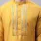 Men's Mustard Cotton Silk Mirror Work Kurta Pyjama